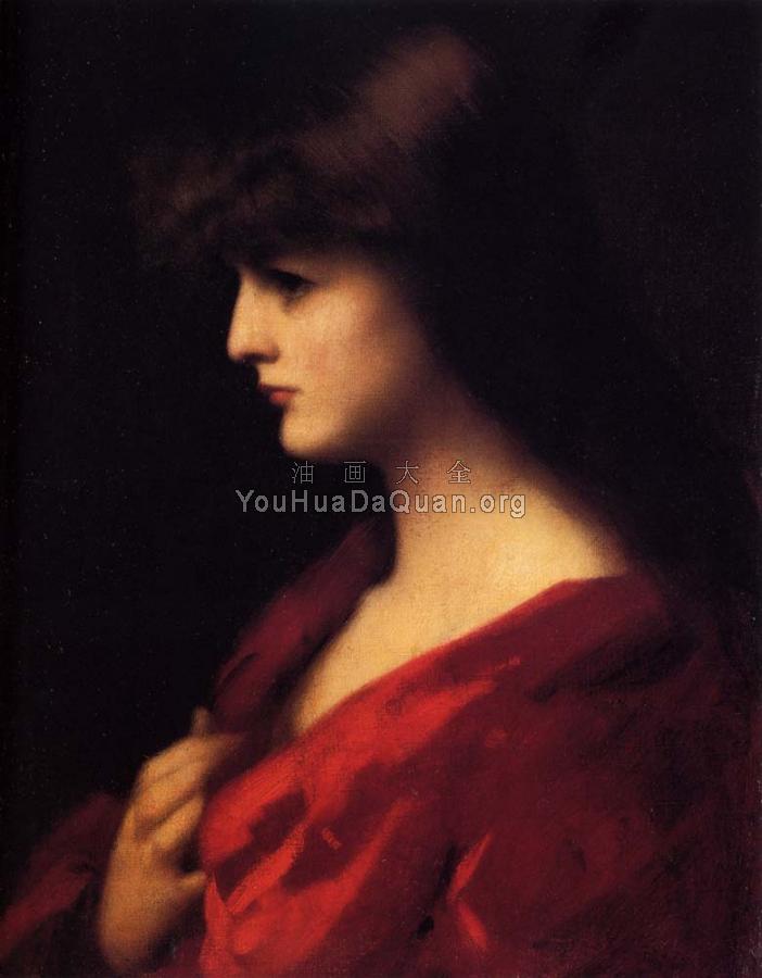 Study Of A Woman In Red - 让·雅克·亨纳